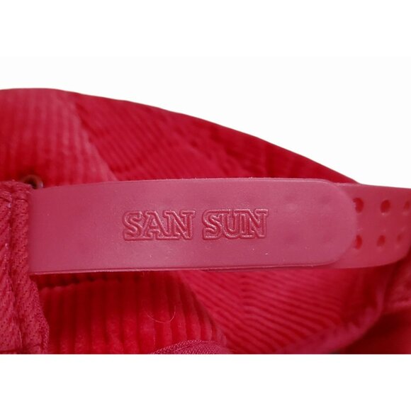 Vintage San Sun Red Corduroy Hat Snapback Baseball Cap Heavyweight Blank Trucker - Picture 9 of 11